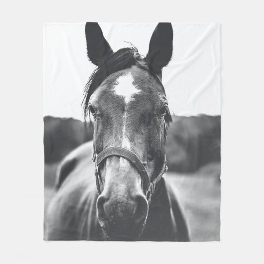 GRAYSCALE FOTOGRAFIE VAN HORSE FLEECE DEKEN (Voorkant)