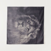 GRAYSCALE FOTOGRAFIE VAN LION WANDKLEED (Voorkant (horizontaal))