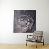 GRAYSCALE FOTOGRAFIE VAN LION WANDKLEED (In Situ (horizontaal))