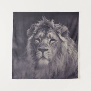 GRAYSCALE FOTOGRAFIE VAN LION WANDKLEED