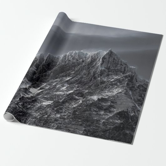 GRAYSCALE FOTOGRAFIE VAN MOUNTAIN CADEAUPAPIER (Uitgerold)