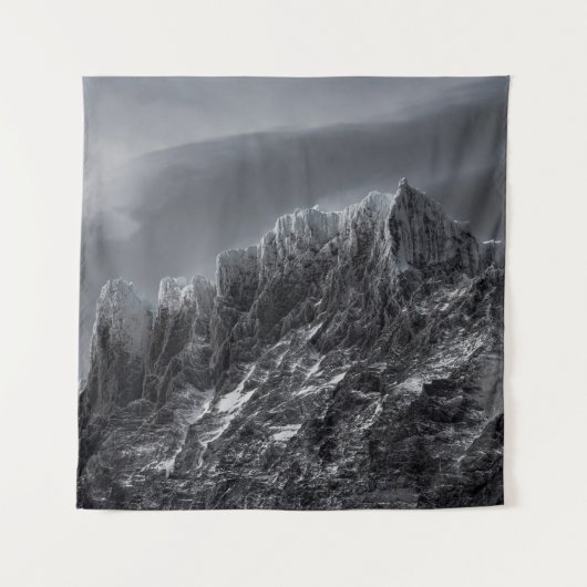 GRAYSCALE FOTOGRAFIE VAN MOUNTAIN WANDKLEED (Voorkant)