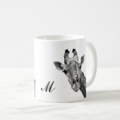 Grayscale Giraffe Pop Art Monogram koffie Mok (Voorkant rechts)