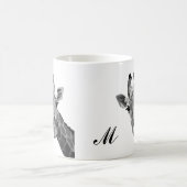 Grayscale Giraffe Pop Art Monogram koffie Mok (Center)