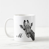 Grayscale Giraffe Pop Art Monogram koffie Mok (Links)