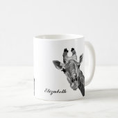 Grayscale Giraffe Pop Art Persoonlijke koffie Mok (Voorkant rechts)