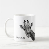 Grayscale Giraffe Pop Art Persoonlijke koffie Mok (Links)