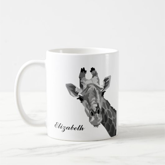 Grayscale Giraffe Pop Art Persoonlijke koffie Mok (Links)