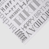 Grayscale Happy Birthday Typography Tissue Paper Tissuepapier (Detail)