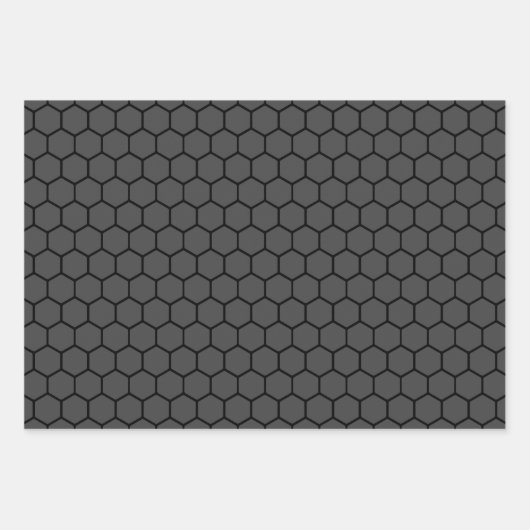 Grayscale Honeycomb — Papieren pakbladen Inpakpapier Vel (Voorkant 2)