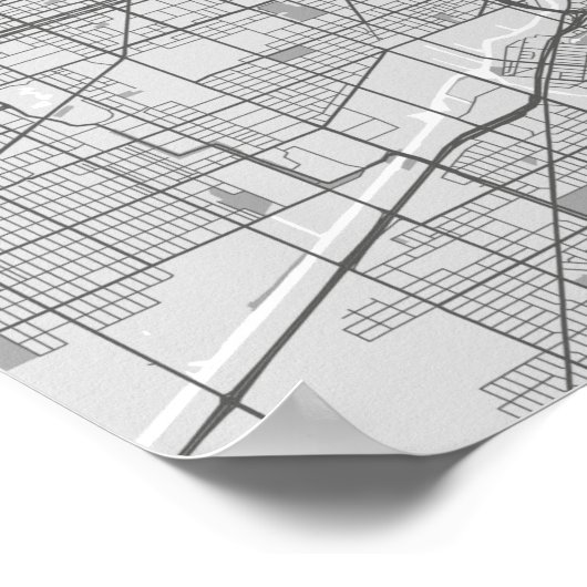 Grayscale-kaart van Chicago Poster (Hoek)