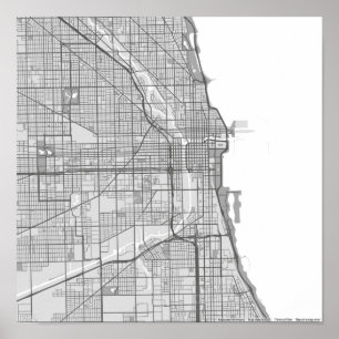 Grayscale-kaart van Chicago Poster