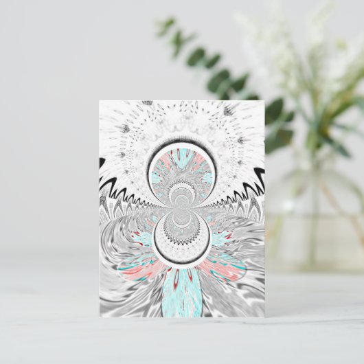 Grayscale Kaleidoscope Art Print Briefkaart (Staand voorkant)