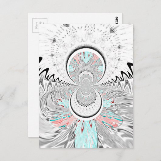 Grayscale Kaleidoscope Art Print Briefkaart (Voorkant / Achterkant)