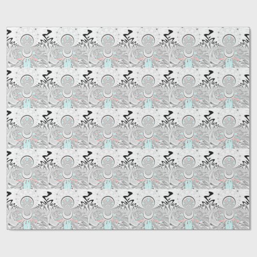 Grayscale Kaleidoscope Art Print Cadeaupapier (Vlak)