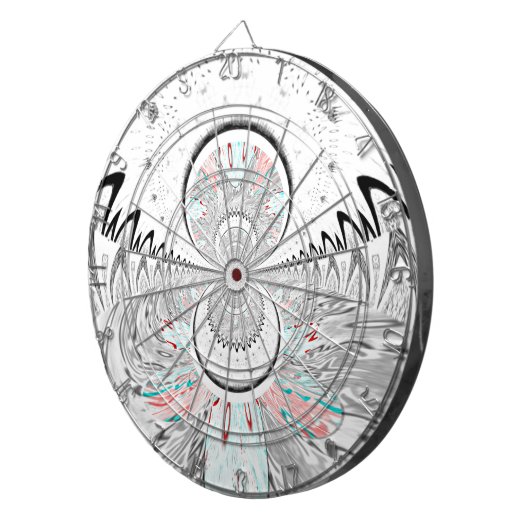 Grayscale Kaleidoscope Art Print Dartbord (Voorkant Rechts)