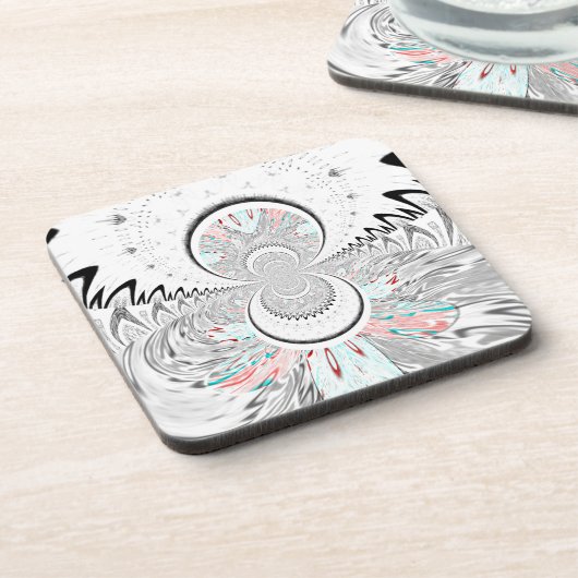 Grayscale Kaleidoscope Art Print Drankjes Onderzetter (Linkerzijde)