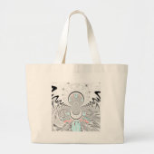 Grayscale Kaleidoscope Art Print Grote Tote Bag (Voorkant)