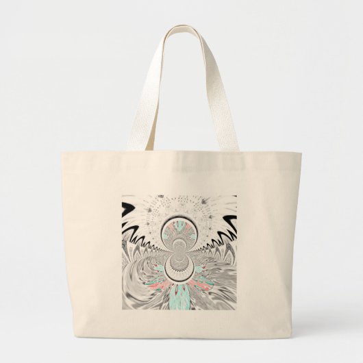 Grayscale Kaleidoscope Art Print Grote Tote Bag (Voorkant)