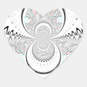 Grayscale Kaleidoscope Art Print Hart Sticker (Voorkant)