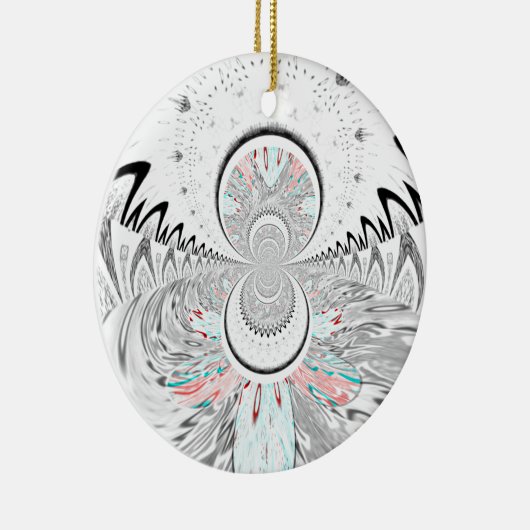 Grayscale Kaleidoscope Art Print Keramisch Ornament (Rechts)