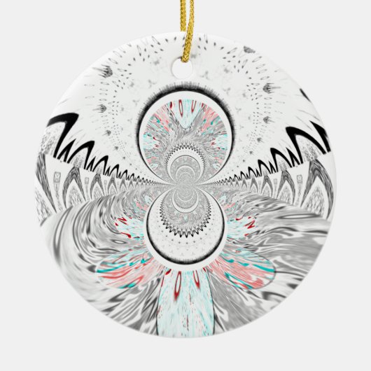 Grayscale Kaleidoscope Art Print Keramisch Ornament (Voorkant)