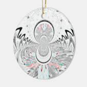Grayscale Kaleidoscope Art Print Keramisch Ornament (Links)