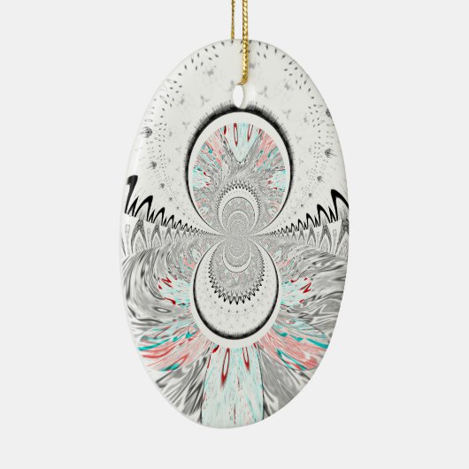 Grayscale Kaleidoscope Art Print Keramisch Ornament (Rechts)