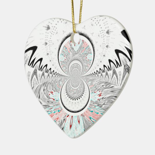 Grayscale Kaleidoscope Art Print Keramisch Ornament (Links)