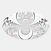 Grayscale Kaleidoscope Art Print Ovale Sticker (Voorkant)