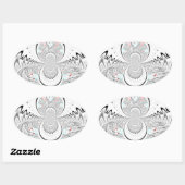 Grayscale Kaleidoscope Art Print Ovale Sticker (Vel)
