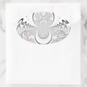 Grayscale Kaleidoscope Art Print Ovale Sticker (Tas)