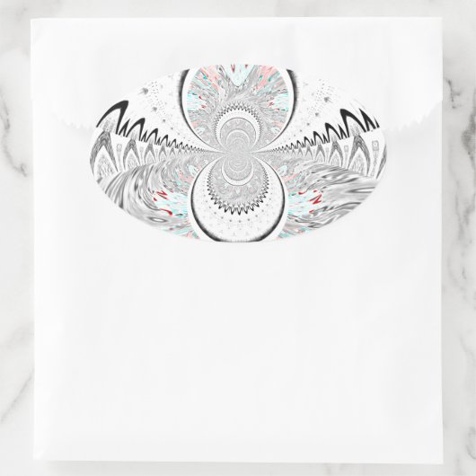 Grayscale Kaleidoscope Art Print Ovale Sticker (Tas)