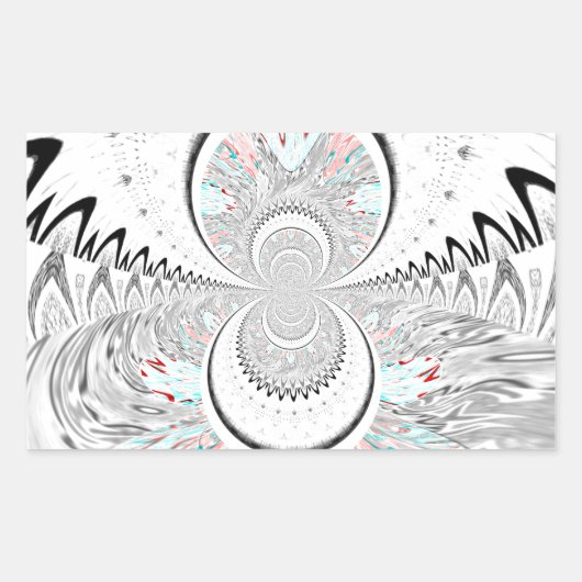Grayscale Kaleidoscope Art Print Rechthoekige Sticker (Voorkant)