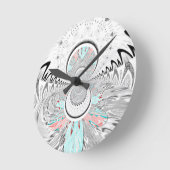Grayscale Kaleidoscope Art Print Ronde Klok (Hoek)