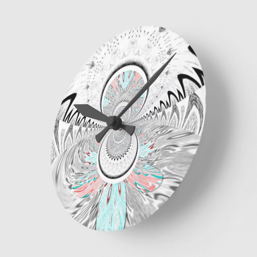 Grayscale Kaleidoscope Art Print Ronde Klok (Hoek)