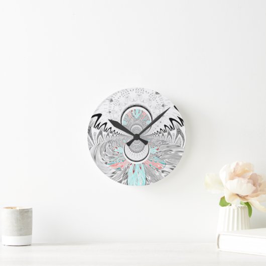 Grayscale Kaleidoscope Art Print Ronde Klok (Huis)
