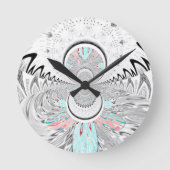 Grayscale Kaleidoscope Art Print Ronde Klok (Voorkant)