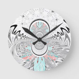 Grayscale Kaleidoscope Art Print Ronde Klok