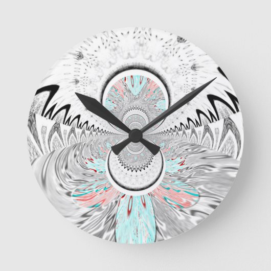 Grayscale Kaleidoscope Art Print Ronde Klok (Voorkant)