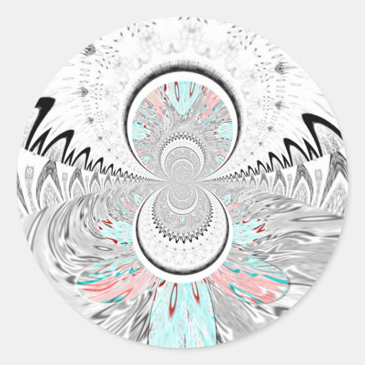 Grayscale Kaleidoscope Art Print Ronde Sticker (Voorkant)