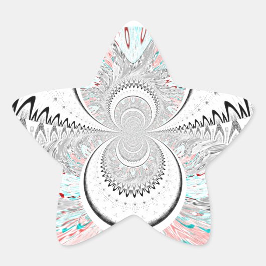 Grayscale Kaleidoscope Art Print Ster Sticker (Voorkant)