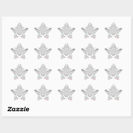 Grayscale Kaleidoscope Art Print Ster Sticker (Vel)
