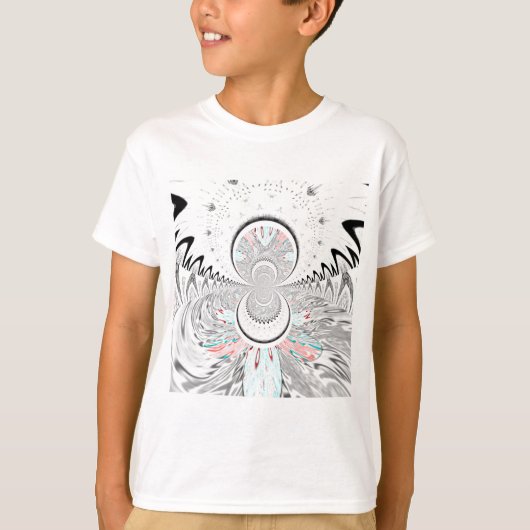 Grayscale Kaleidoscope Art Print T-shirt (Voorkant)