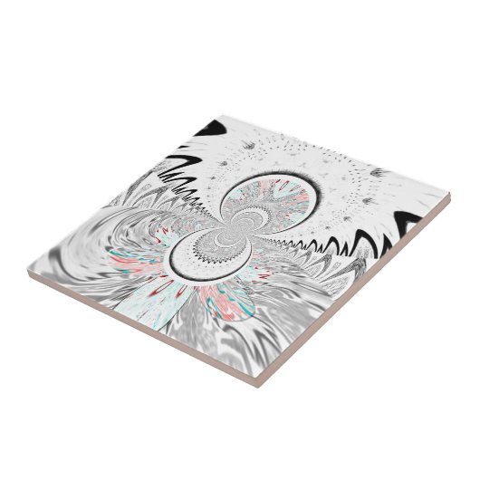 Grayscale Kaleidoscope Art Print Tegeltje (Zijkant)