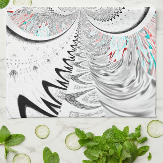 Grayscale Kaleidoscope Art Print Theedoek (Gevouwen)