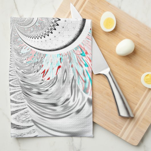 Grayscale Kaleidoscope Art Print Theedoek (Quarter Fold)