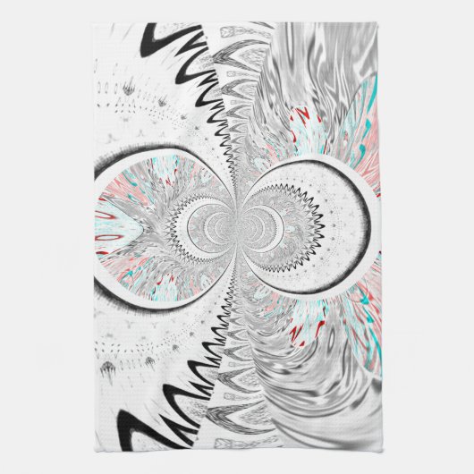 Grayscale Kaleidoscope Art Print Theedoek (Verticaal)