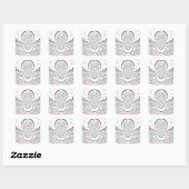 Grayscale Kaleidoscope Art Print Vierkante Sticker (Vel)