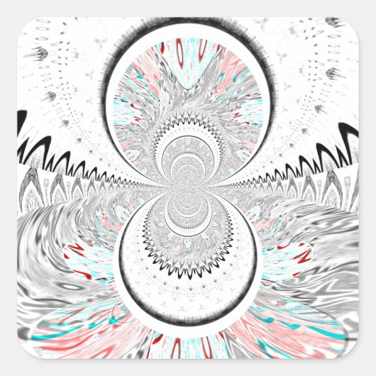 Grayscale Kaleidoscope Art Print Vierkante Sticker (Voorkant)